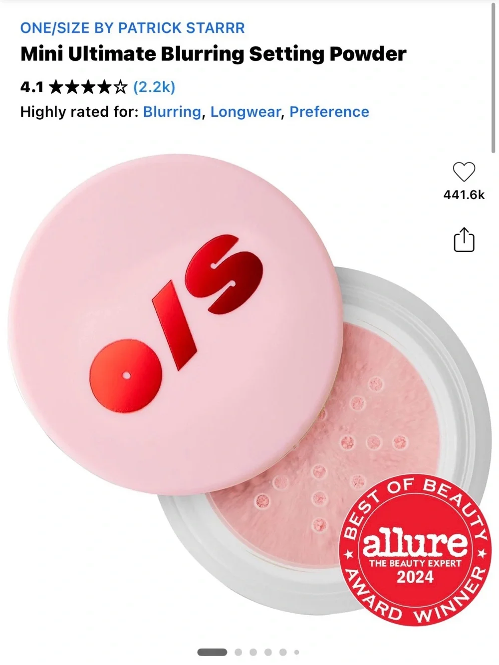 One/Size mini blurring setting powder Ultra Pink
